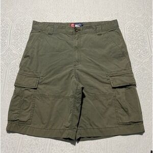 Chaps Mens Cargo Shorts Size 36 Olive Green Cotton Blend Relaxed‎ Hiking Utility